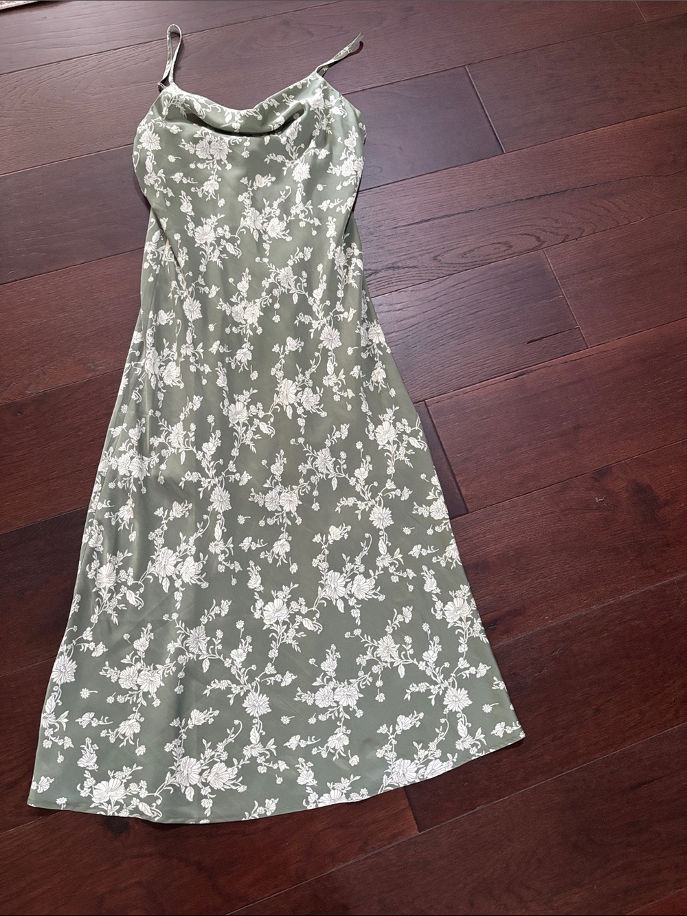 Altar'd State Olive Green Floral Cowl Slip Dress
